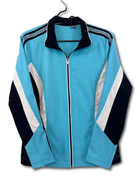 SJB Active Turquoise, Black & White Windbreaker Jacket Medium Lightweight